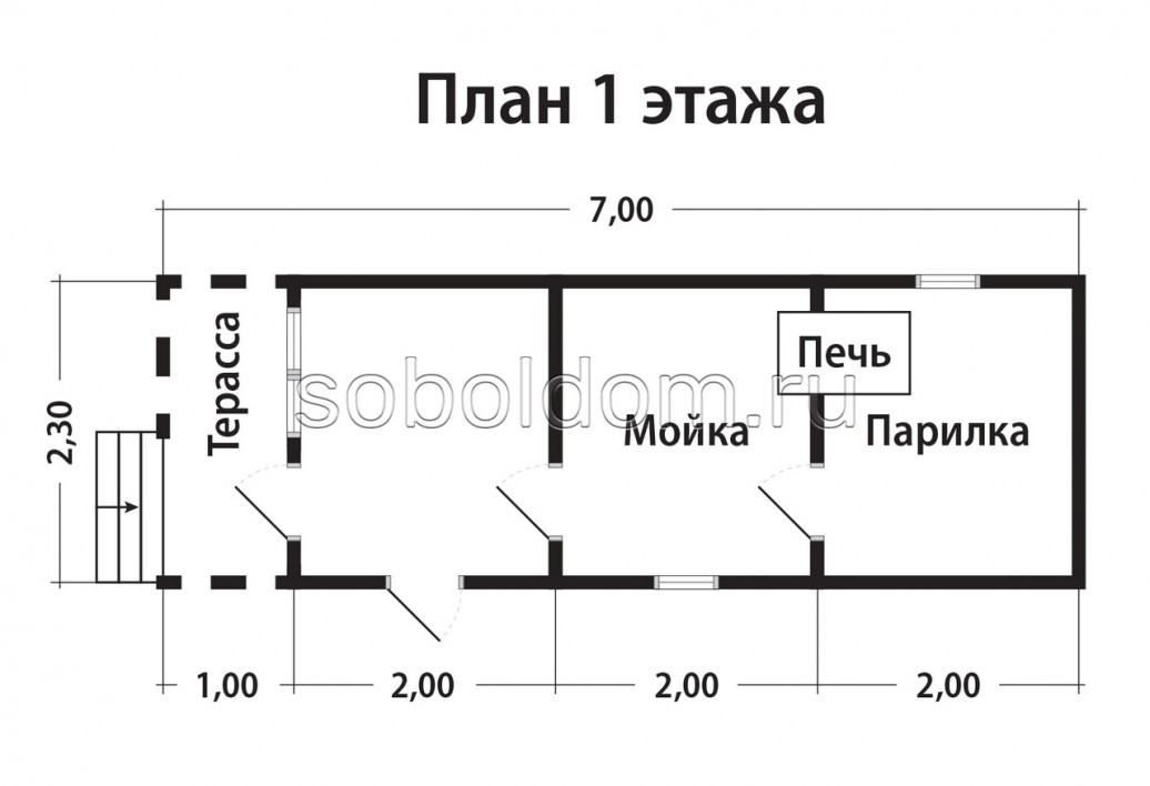 Мобильная баня Б-4, 2,3х7 м.