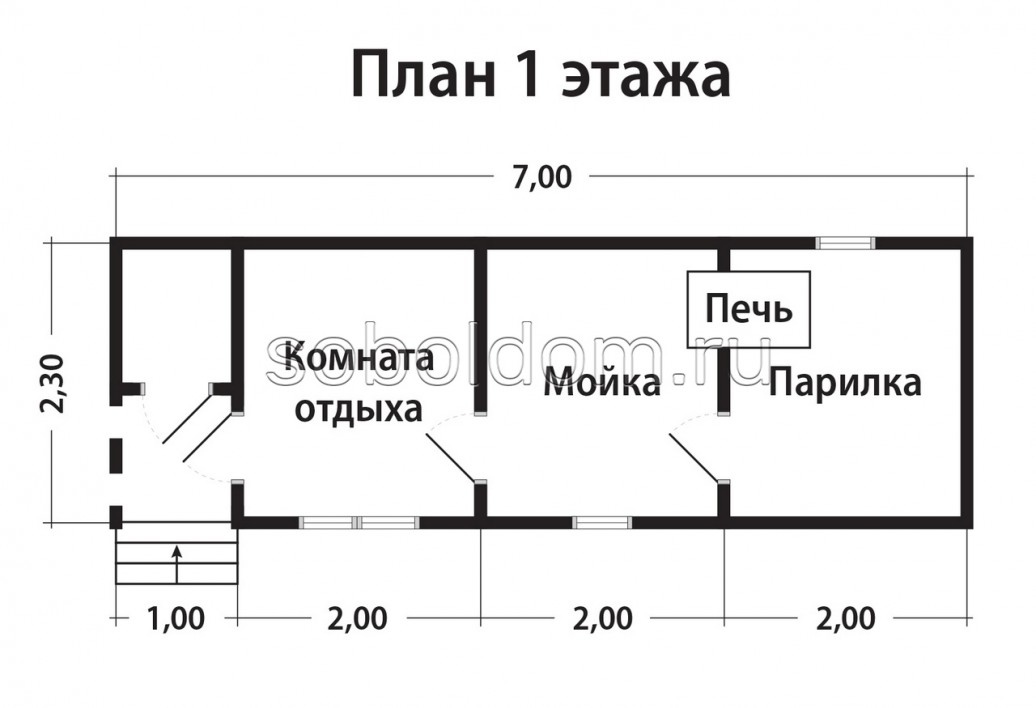 Мобильная баня Б-5, 2,3х7 м.