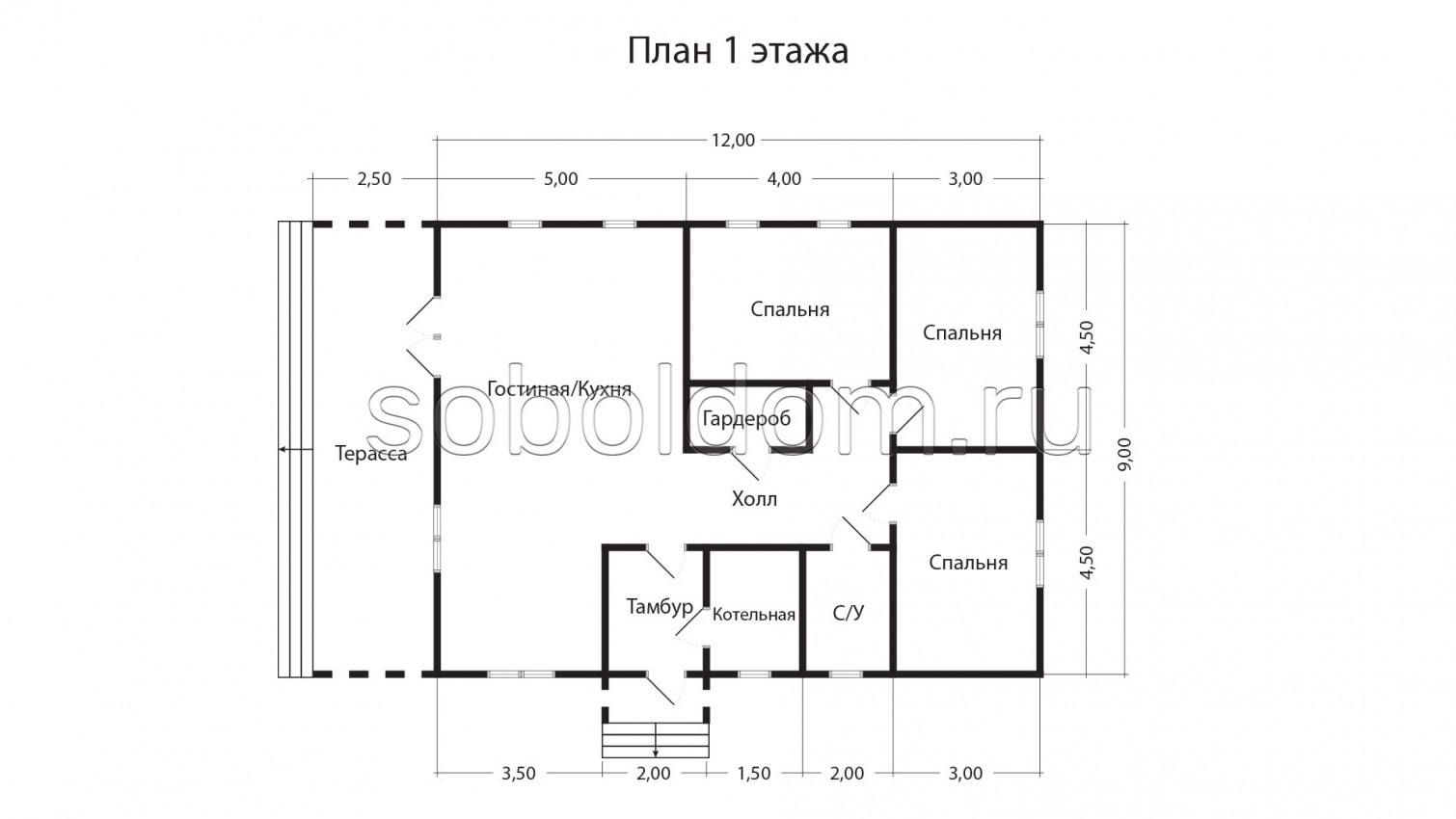 Каркасный дом К-167, 9х12 м.