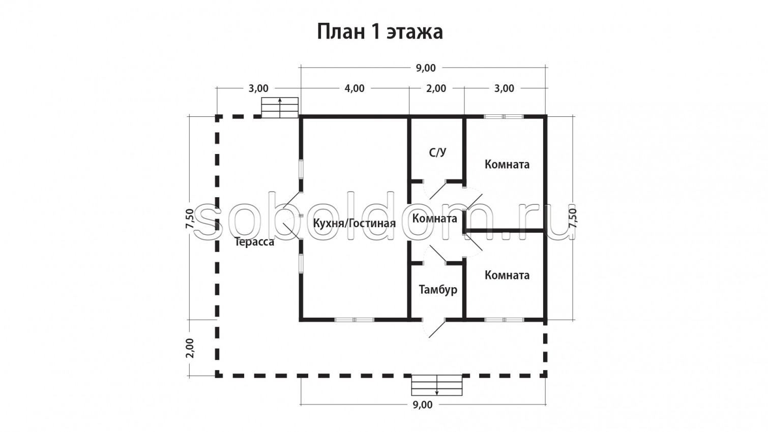 Дом из сухого бруса Д-172, 9,5х12 м.