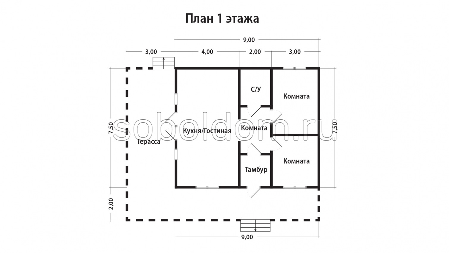 Дом из бруса Д-172, 9,5х12 м.