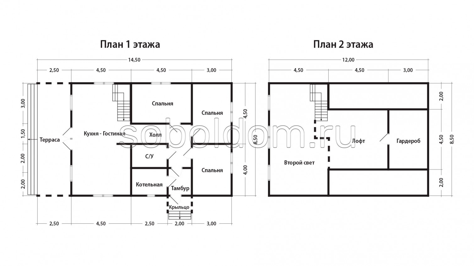 Каркасный дом К-224, 8,5х12 м.