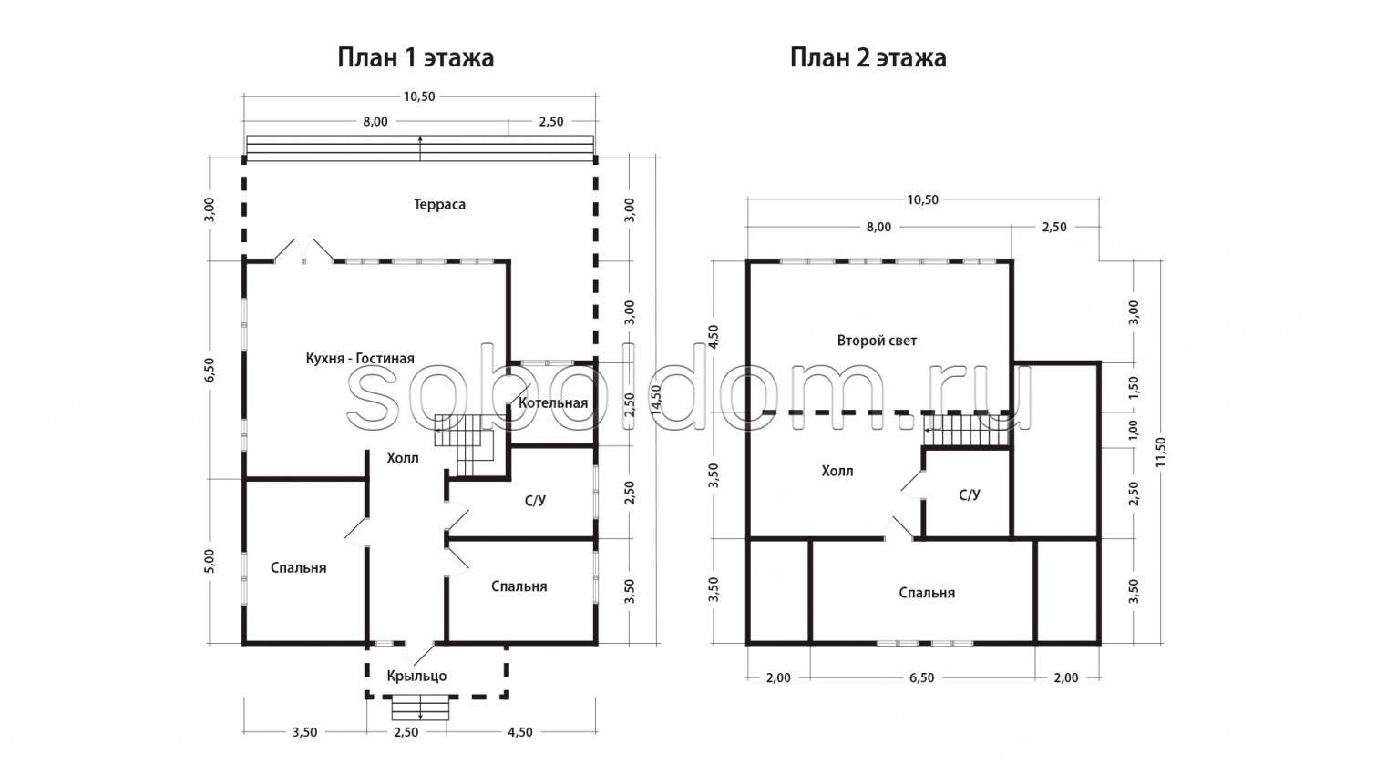 Дом из сухого бруса Д-226, 10,5х14,5 м.