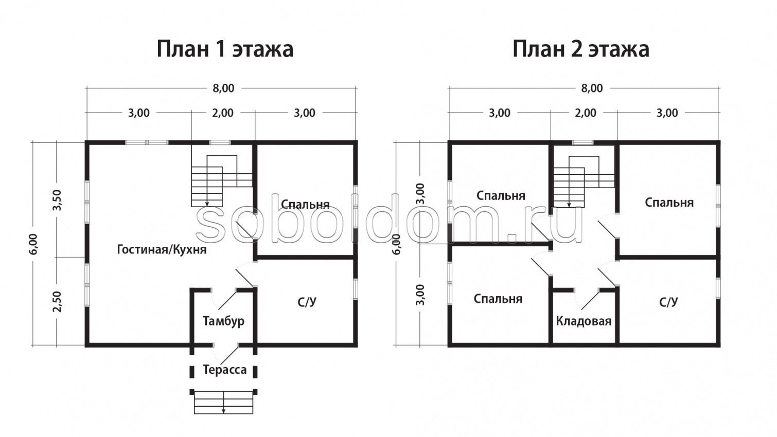 Дом из бруса Д-177, 6х8 м.