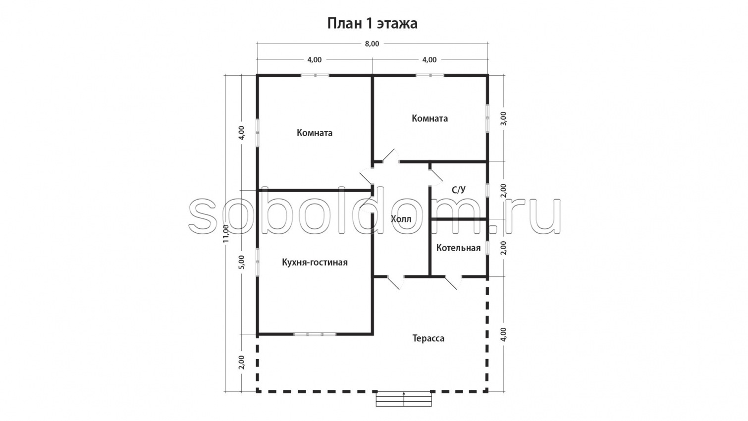 Каркасный дом К-82, 8х11 м.