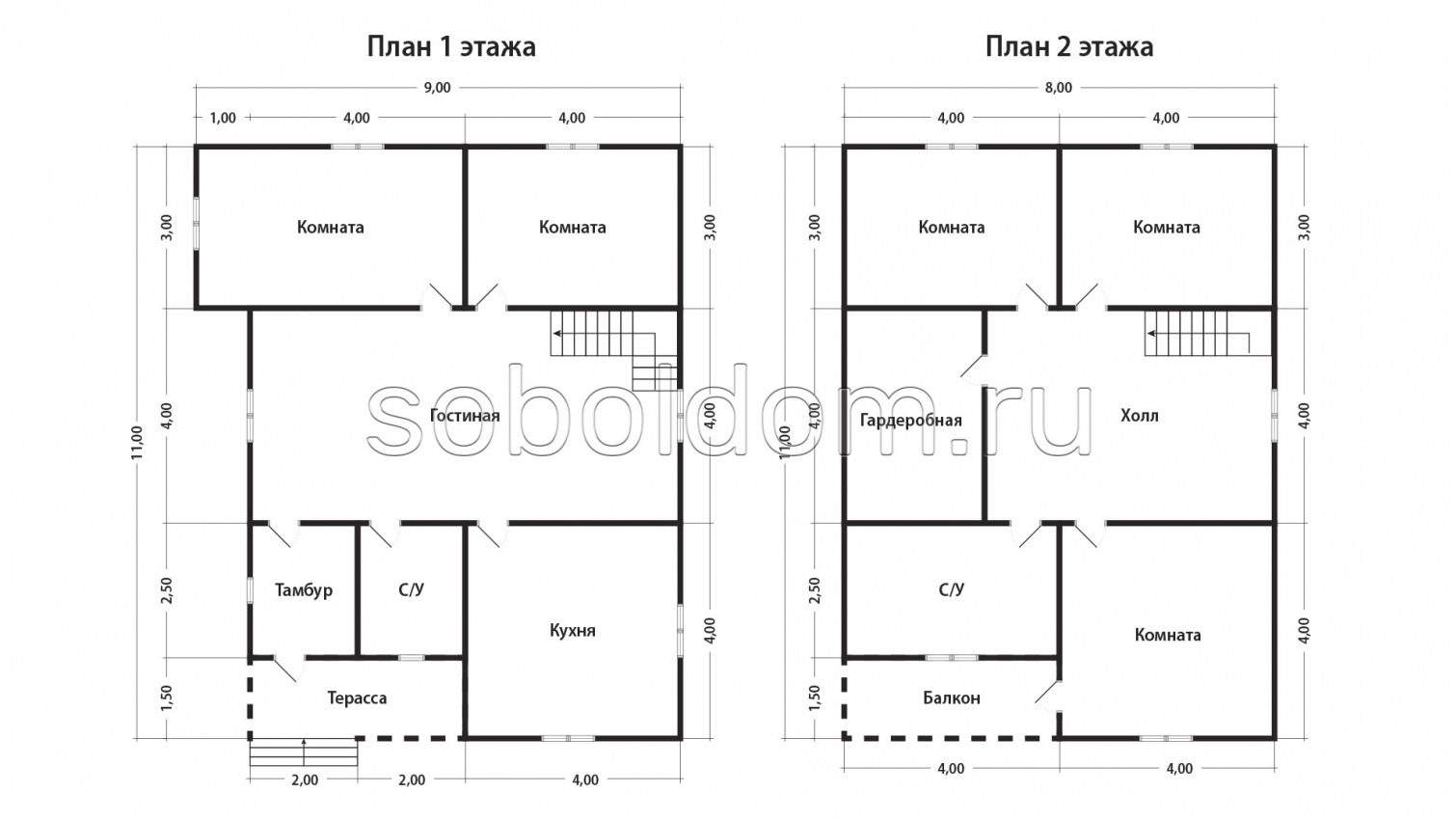 Каркасный дом К-87, 9х11 м.
