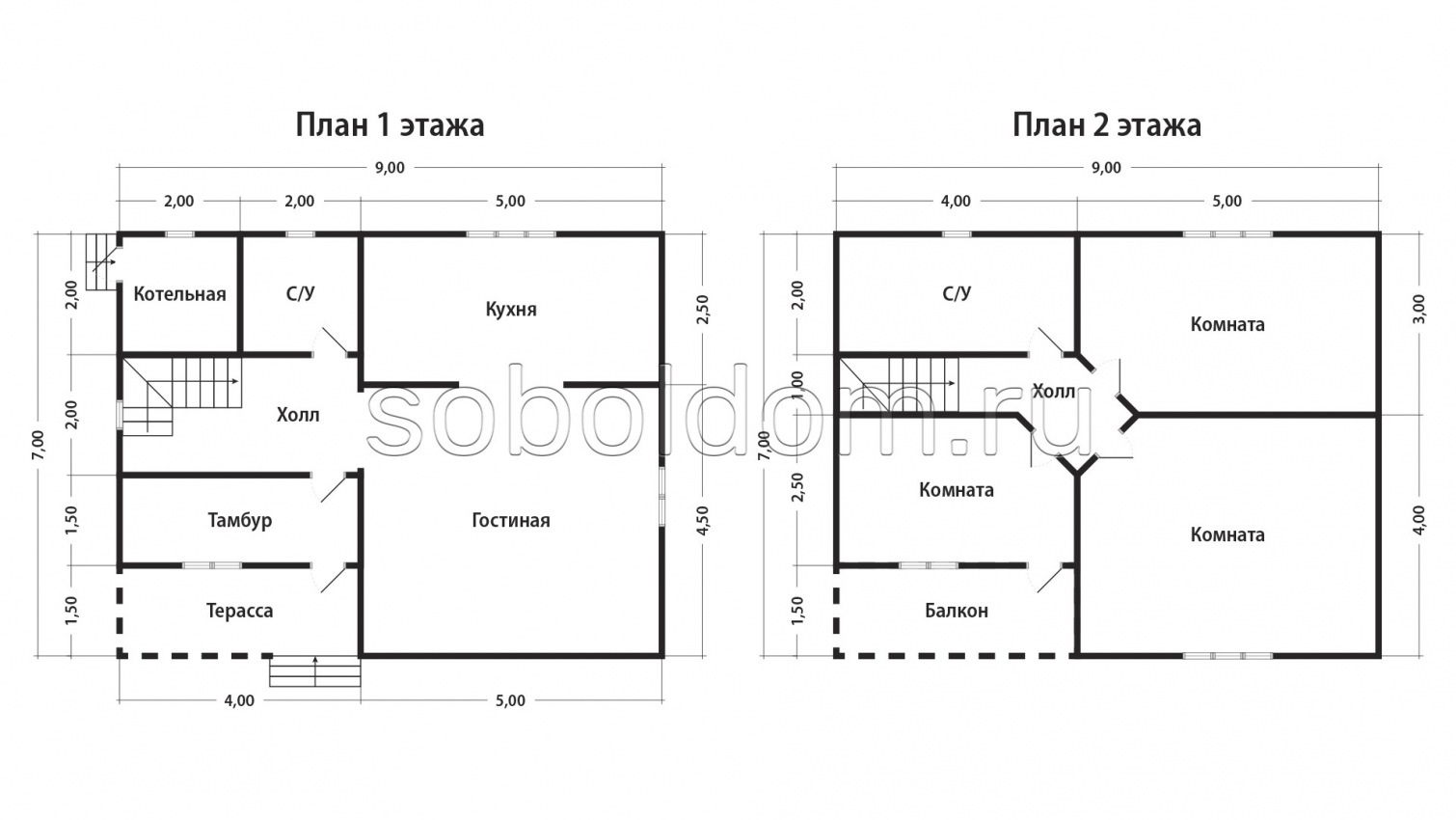 Каркасный дом К-89, 7х9 м.