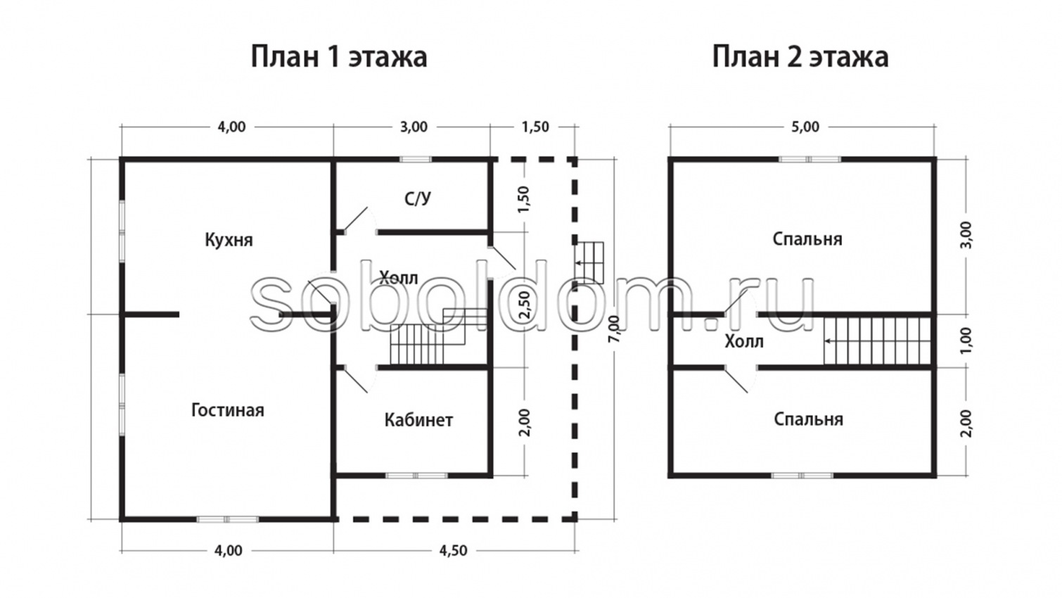 Каркасный дом К-128, 7x8,5 м.