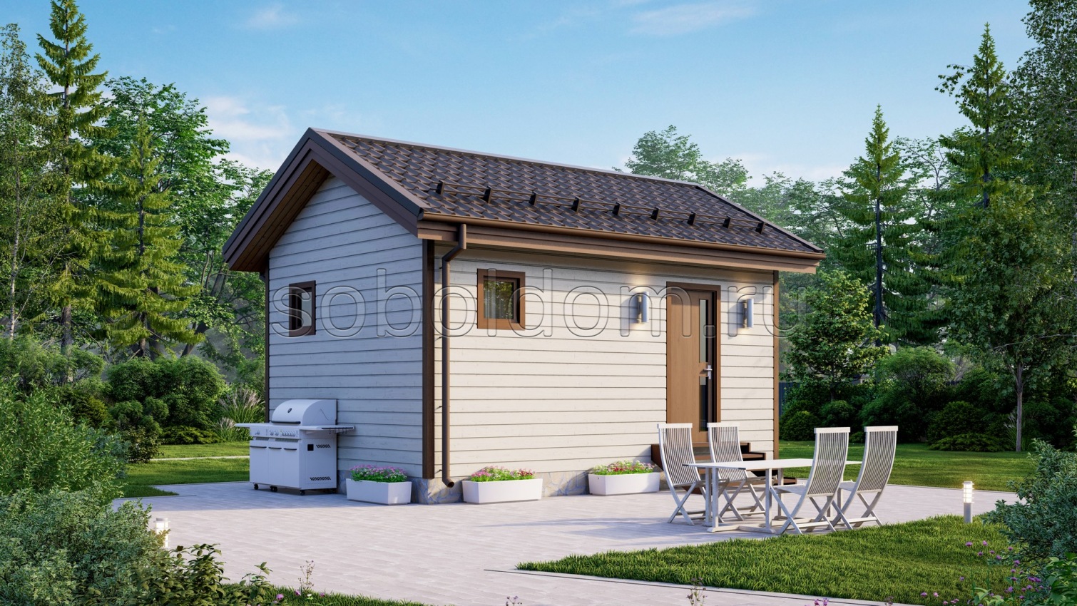 Баня из бруса Б-1, 6x4 м.