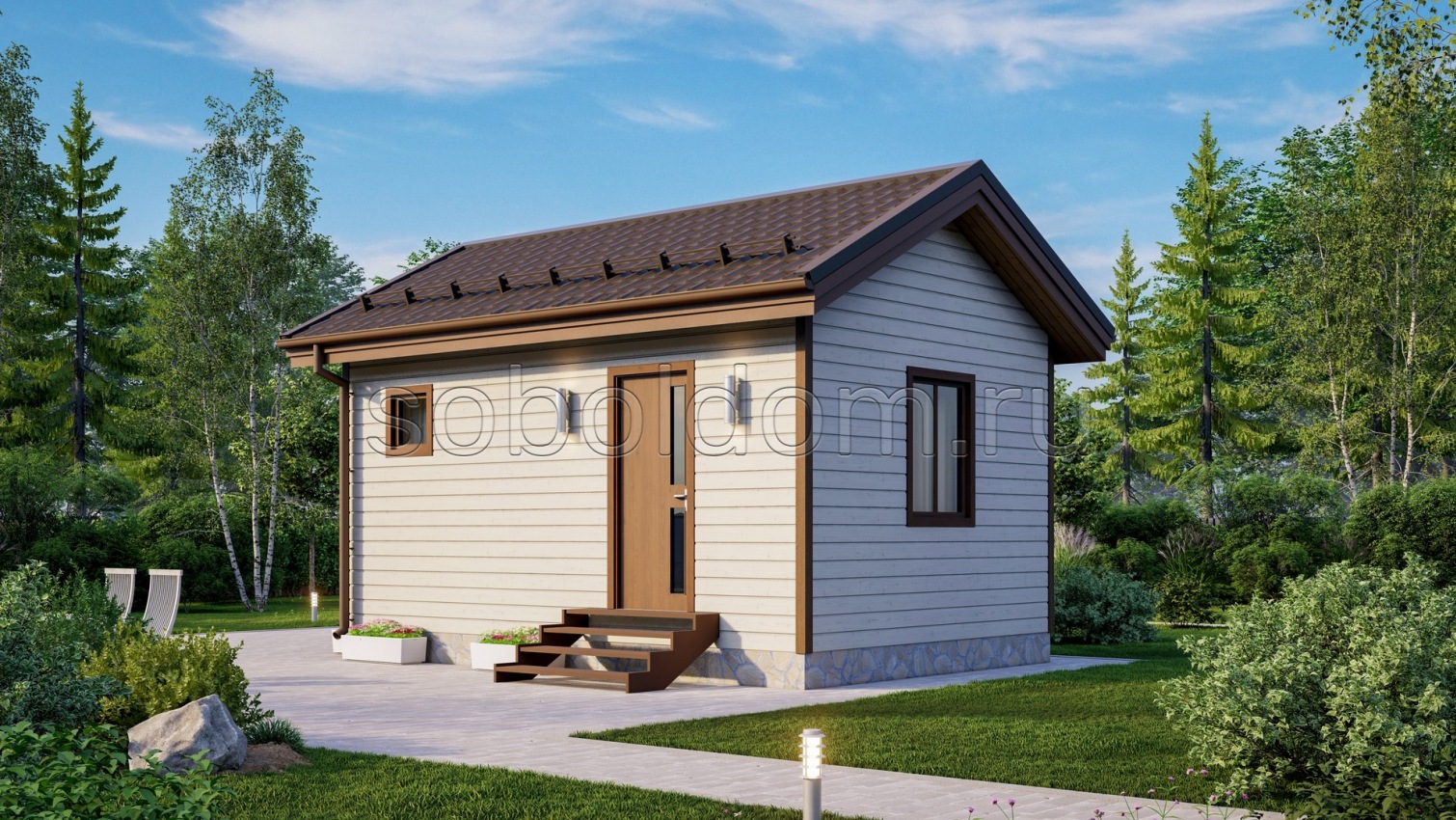 Баня из сухого бруса Б-1, 6x4 м.