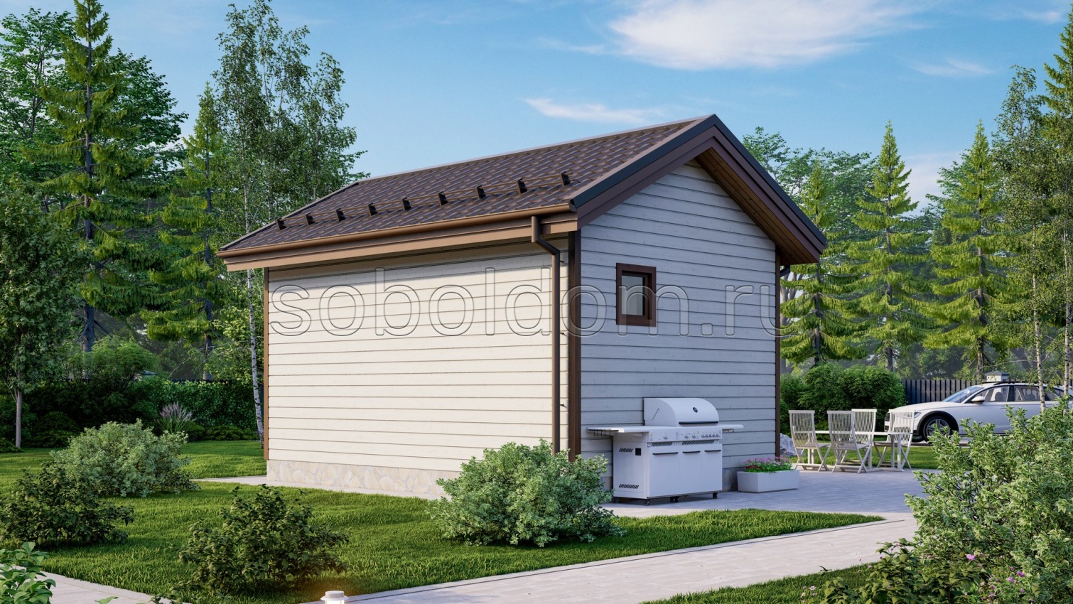 Баня из сухого бруса Б-1, 6x4 м.