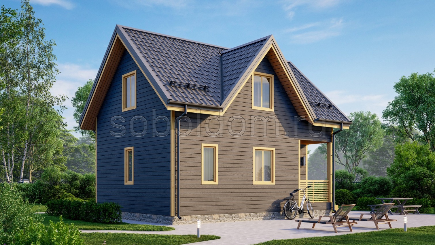 Баня из бруса Б-30, 8x6 м.