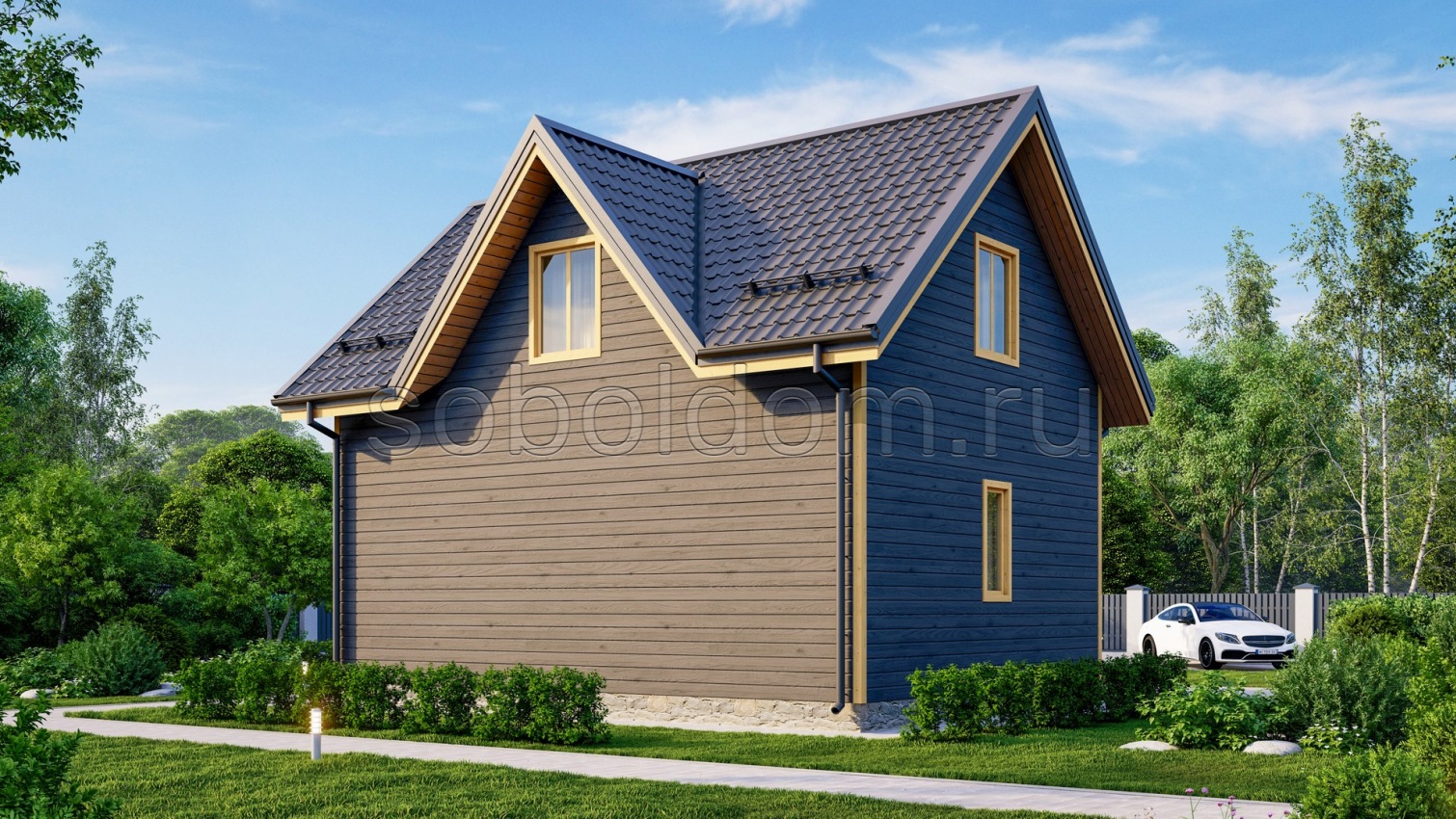 Баня из бруса Б-30, 8x6 м.