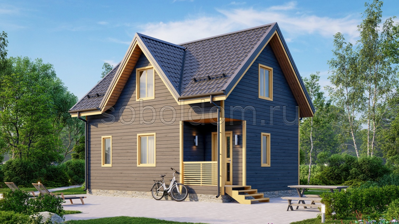 Баня из сухого бруса Б-30, 8x6 м.