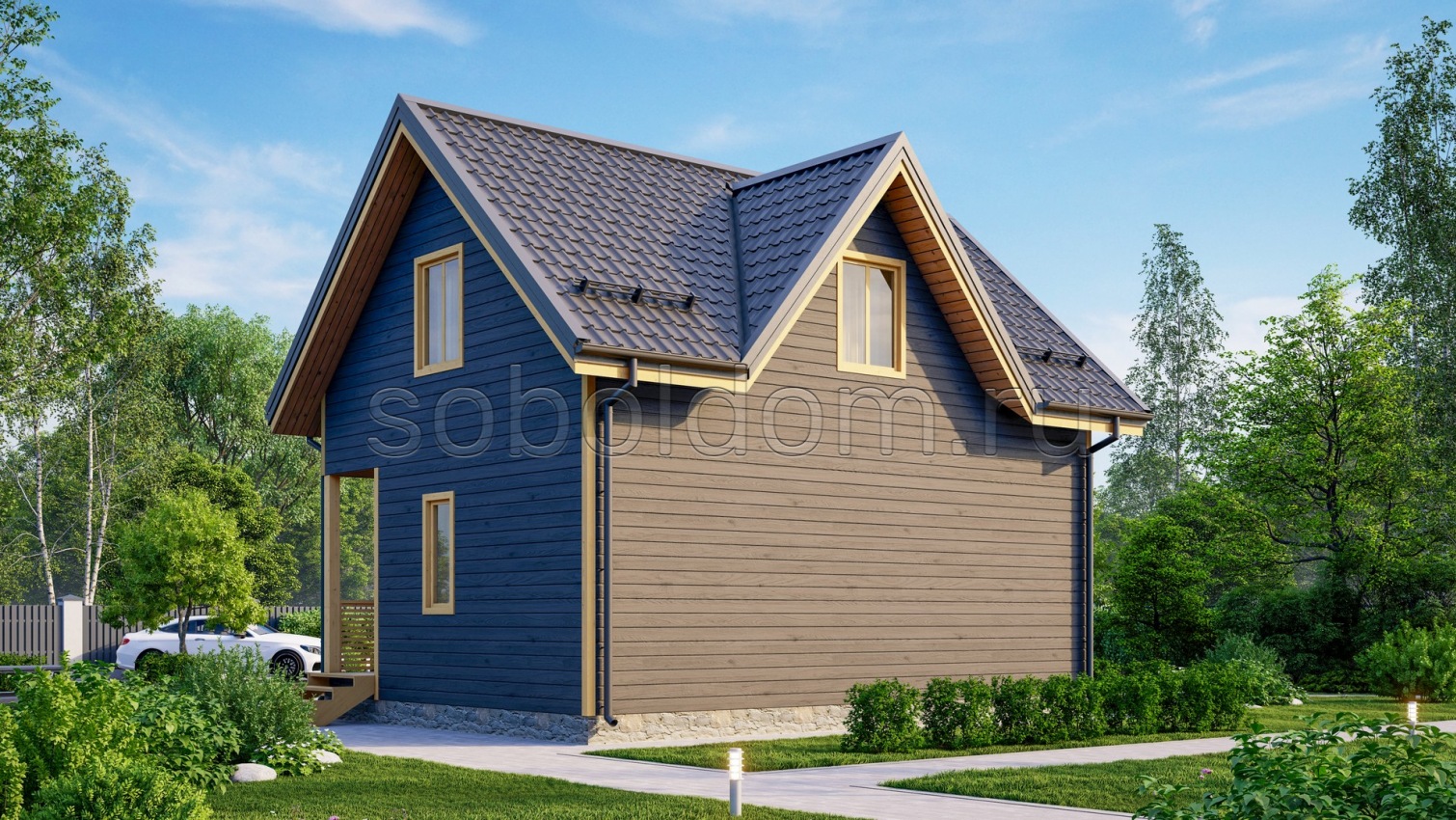 Каркасная баня К-30, 8x6 м.