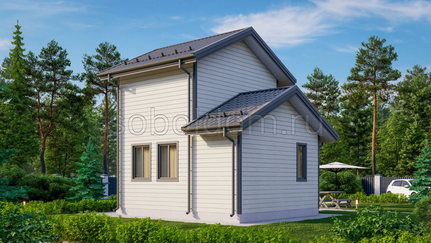 Баня из бруса Б-38, 6x5 м.