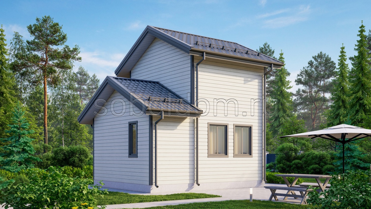 Баня из бруса Б-38, 6x5 м.