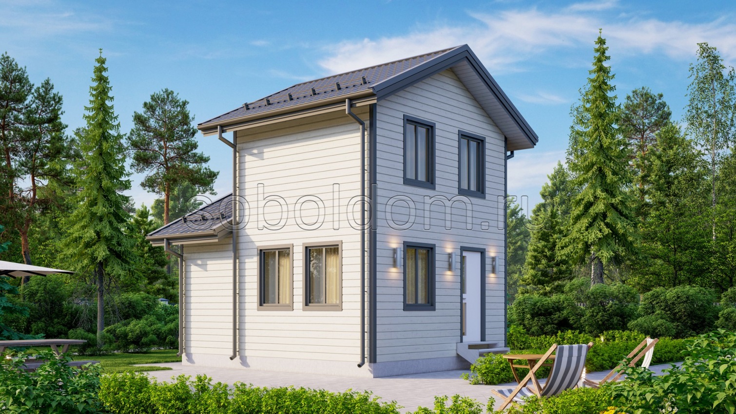 Каркасная баня К-38, 6x5 м.