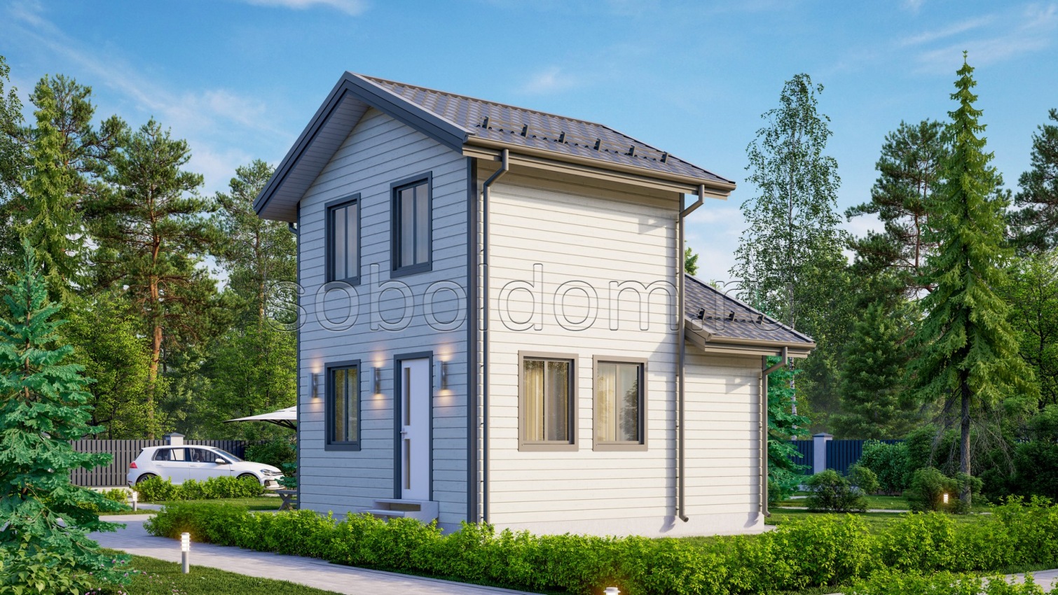 Баня из сухого бруса Б-38, 6x5 м.