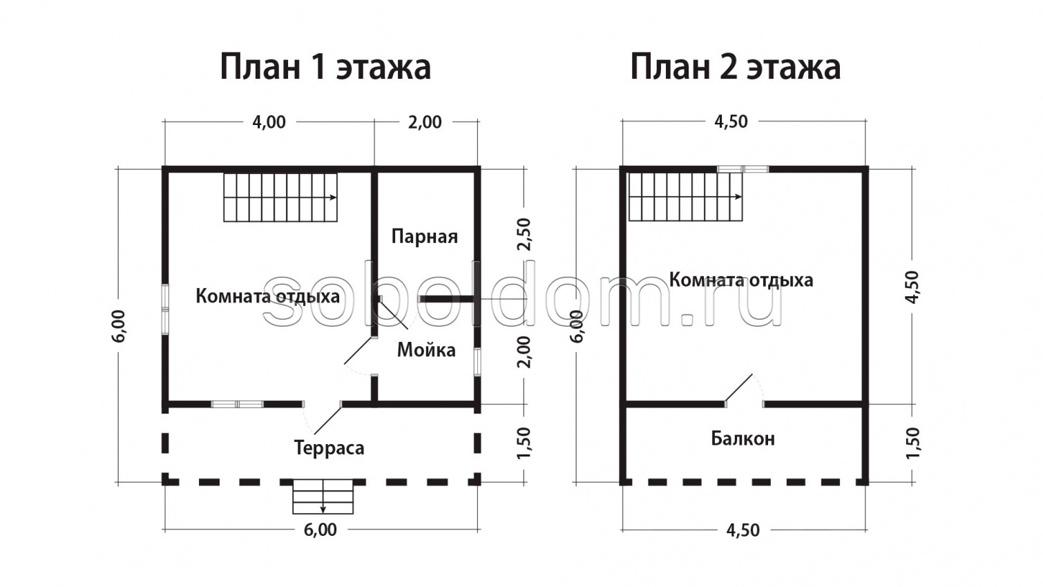 Баня из бруса Б-39, 6x6 м.