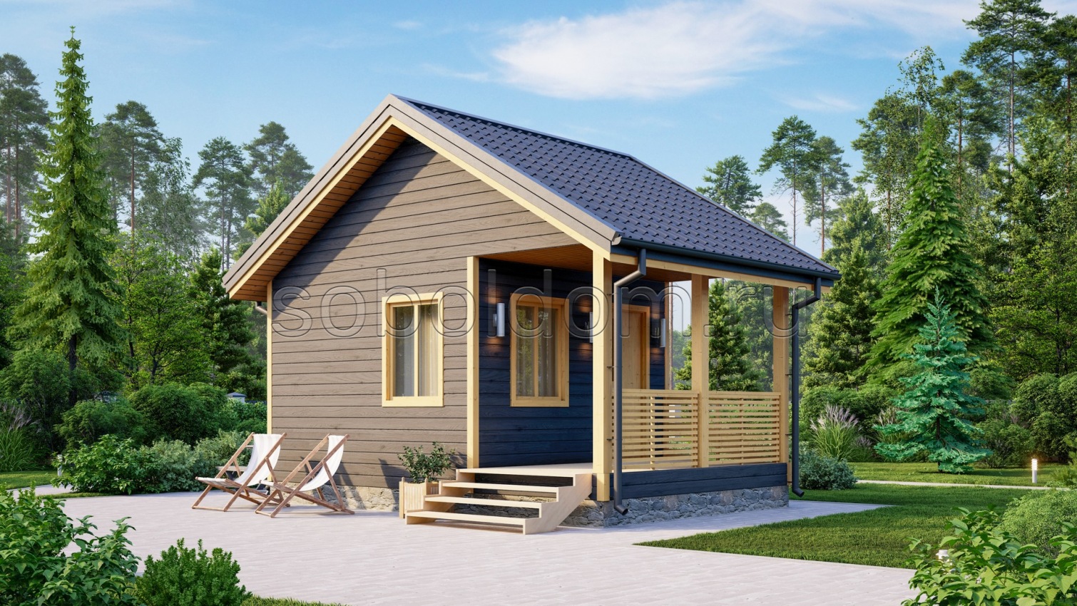 Баня из бруса Б-41, 6x4 м.