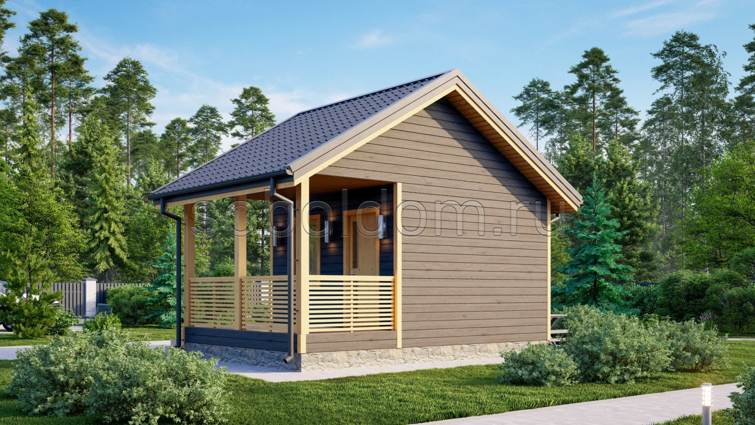 Каркасная баня К-41, 6x4 м.