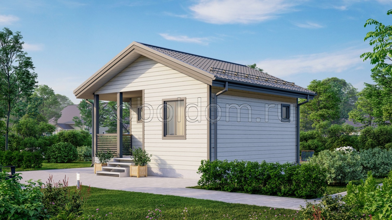 Баня из сухого бруса Б-45, 6x6 м.