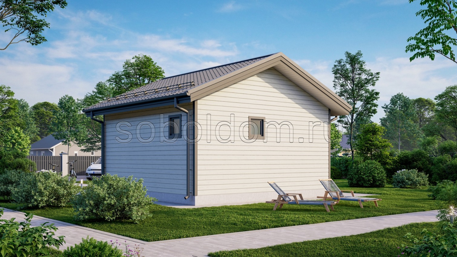 Баня из сухого бруса Б-45, 6x6 м.