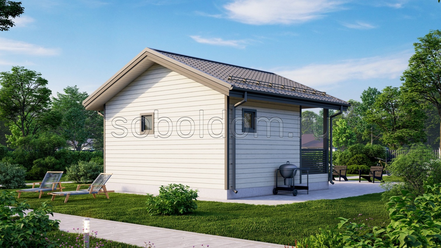 Баня из сухого бруса Б-45, 6x6 м.