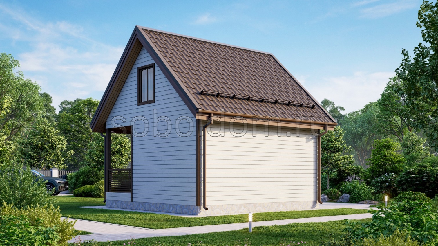 Баня из сухого бруса Б-20, 6x4 м.