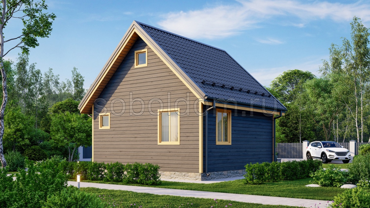 Баня из сухого бруса Б-22, 6x6 м.