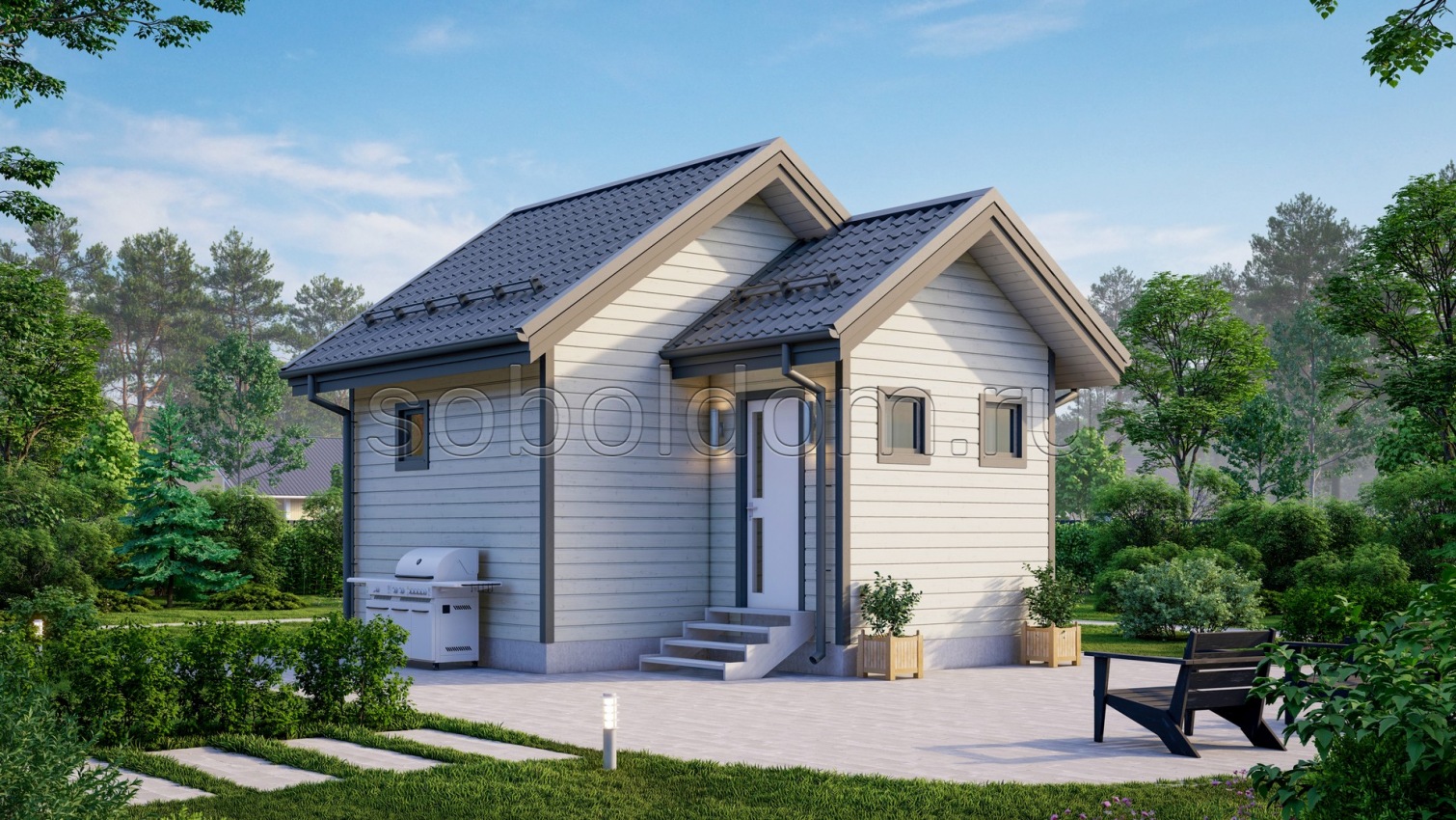 Баня из бруса Б-23, 6x5 м.