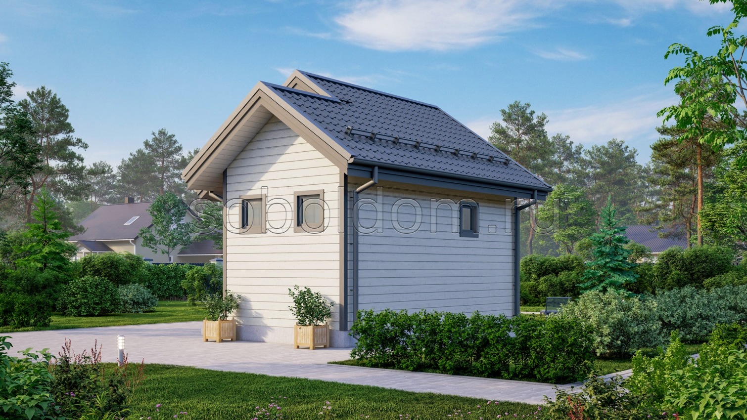 Каркасная баня К-23, 6x5 м.