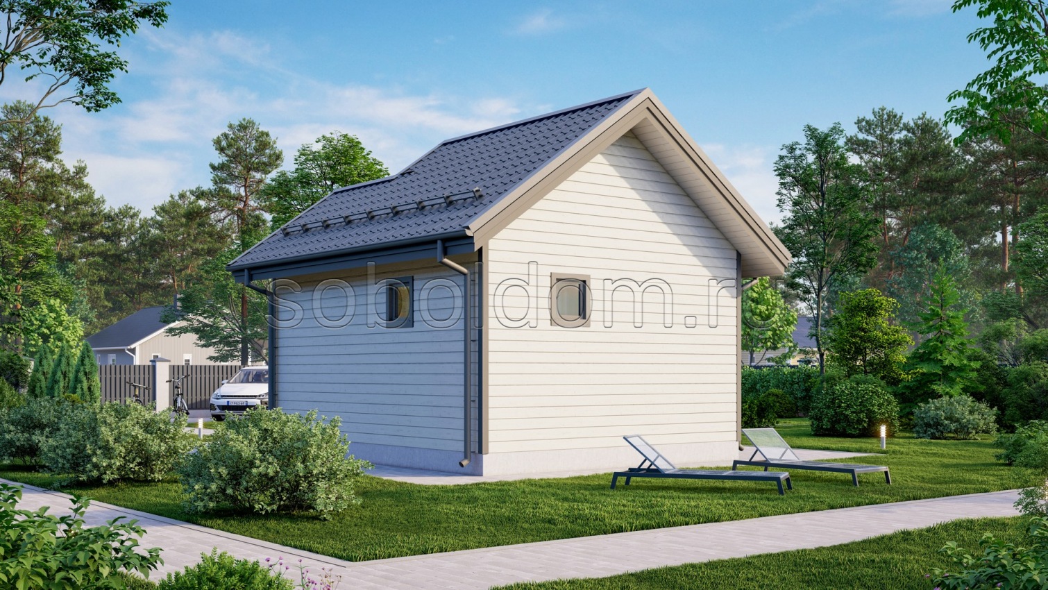 Каркасная баня К-23, 6x5 м.