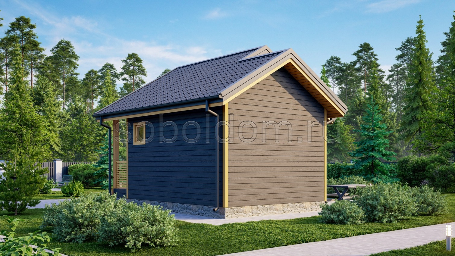 Каркасная баня К-26, 6x6 м.