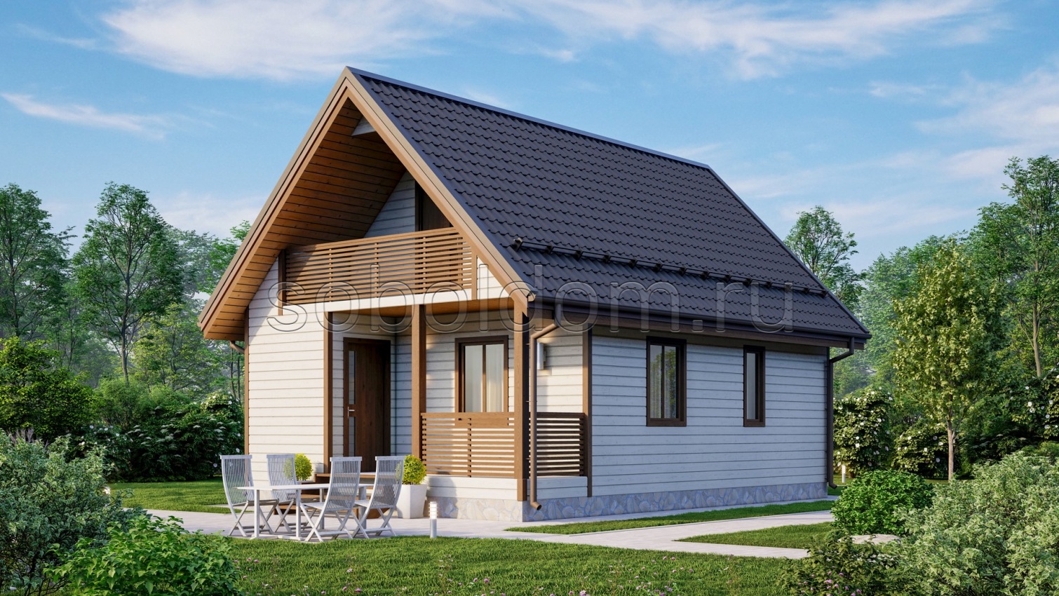 Каркасная баня К-29, 9x6 м.