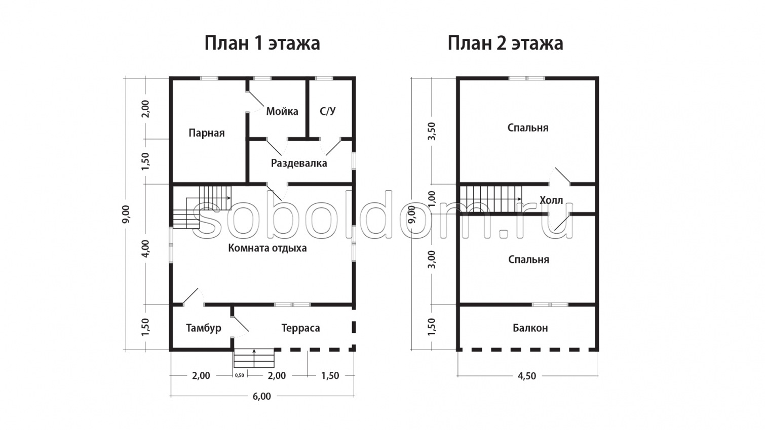 Каркасная баня К-29, 9x6 м.