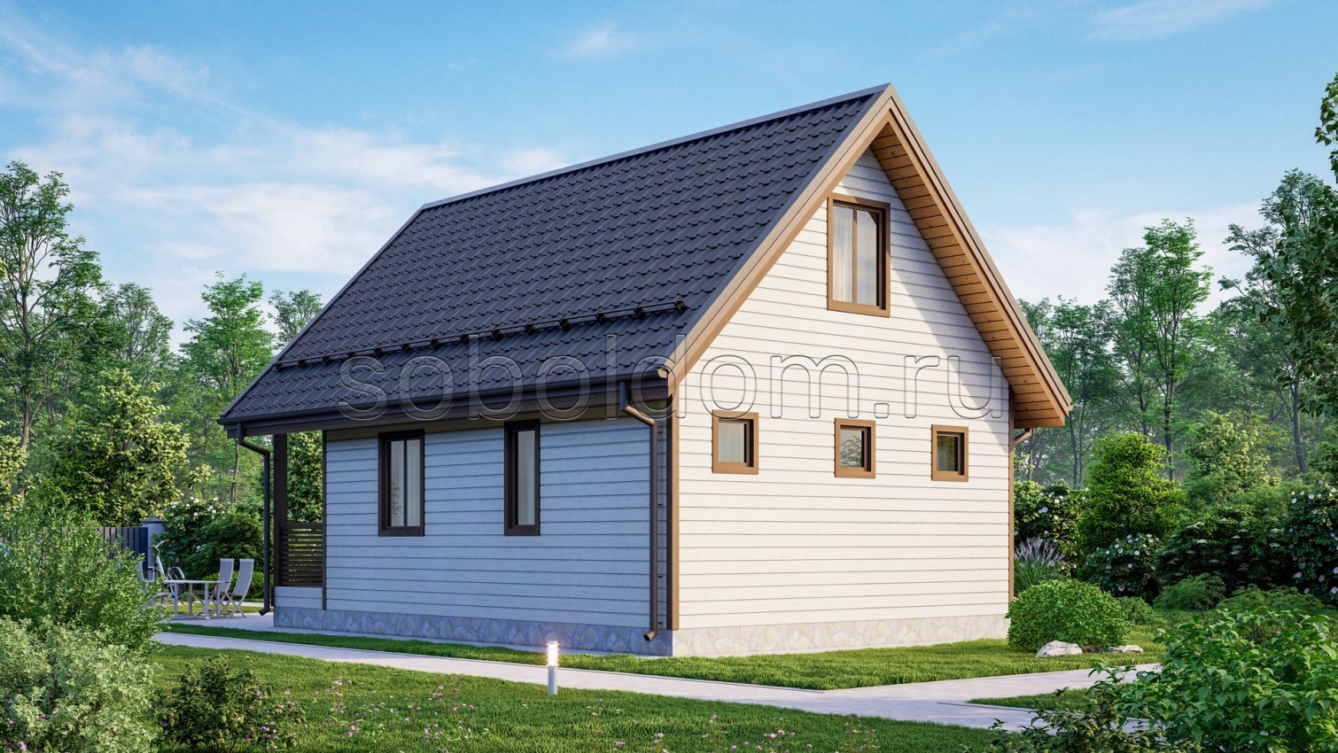 Каркасная баня К-29, 9x6 м.