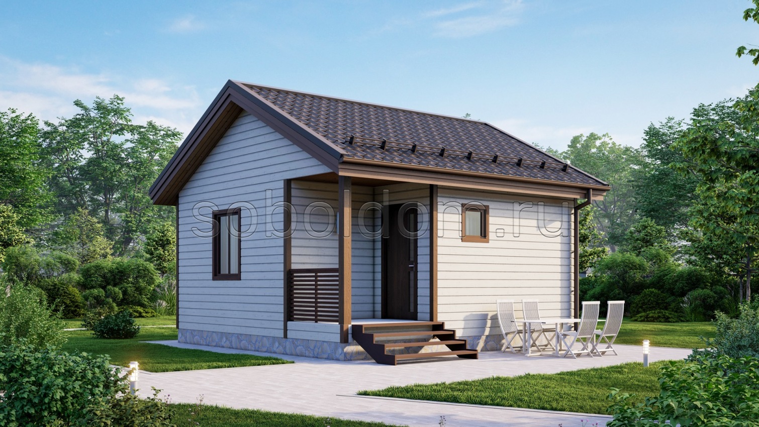 Баня из бруса Б-3, 6x6 м.