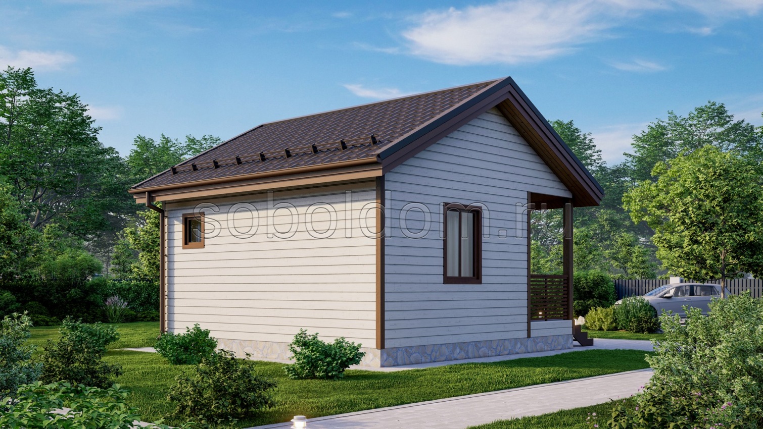 Каркасная баня К-03, 6x6 м.