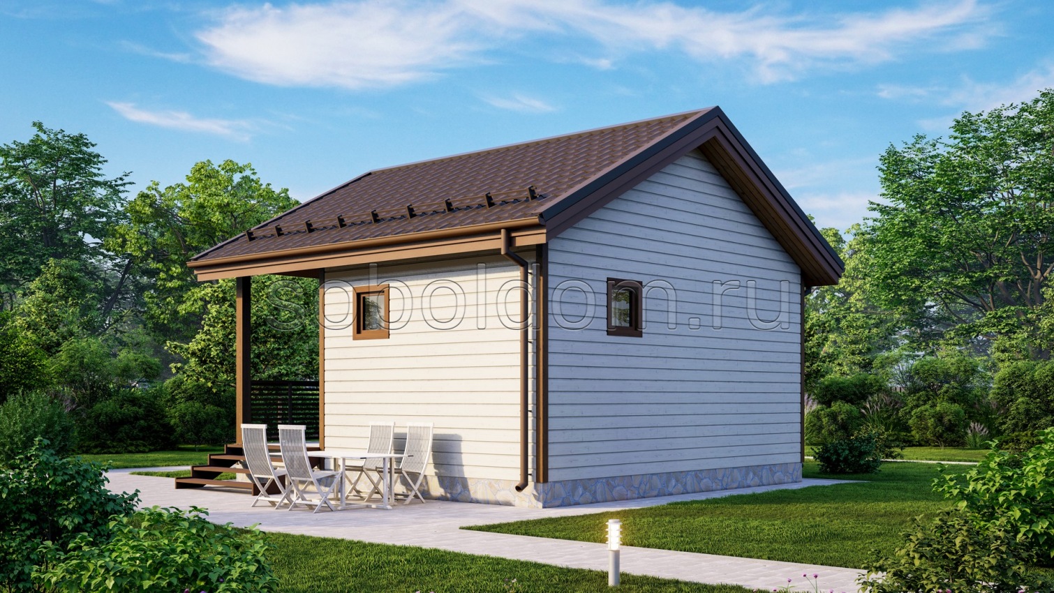 Баня из сухого бруса Б-3, 6x6 м.