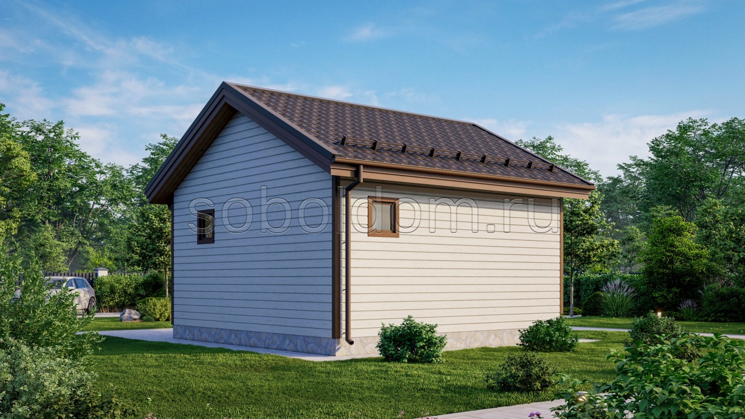 Каркасная баня К-03, 6x6 м.