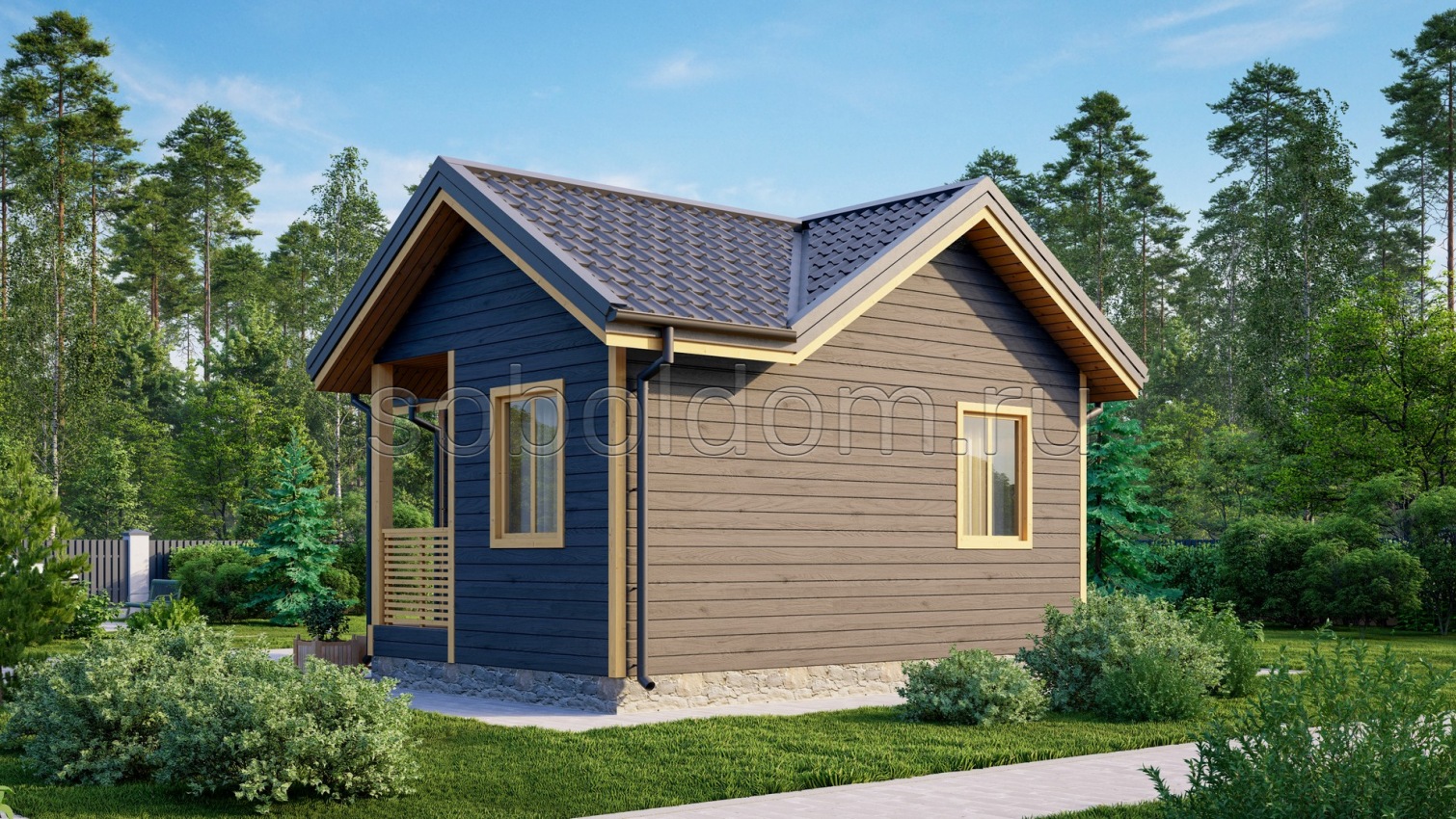 Баня из бруса Б-8, 6x6 м.