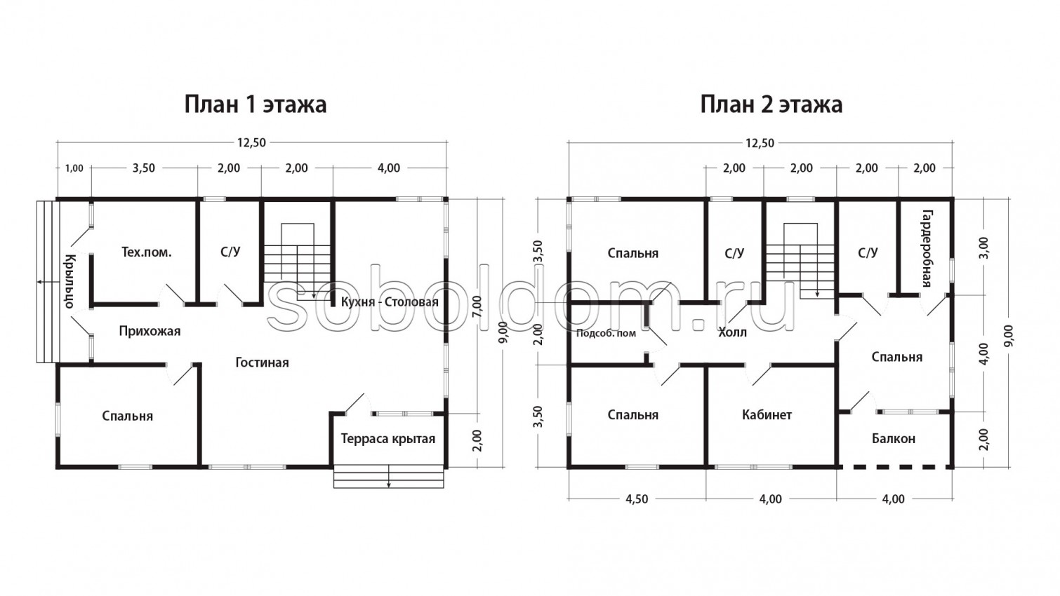 Дом из сухого бруса Д-232, 9х12 м.