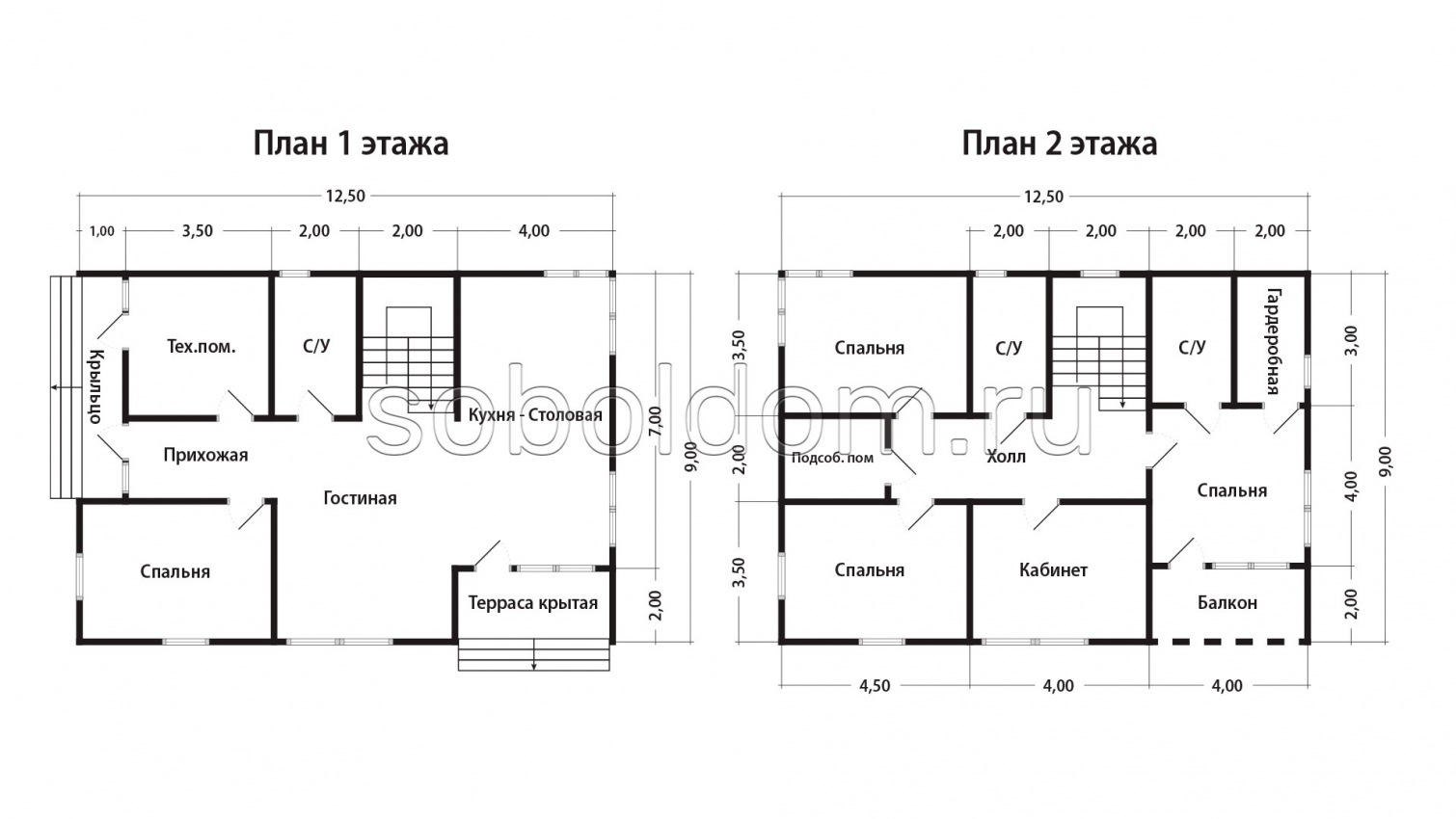 Дом из бруса Д-232, 9х12 м.