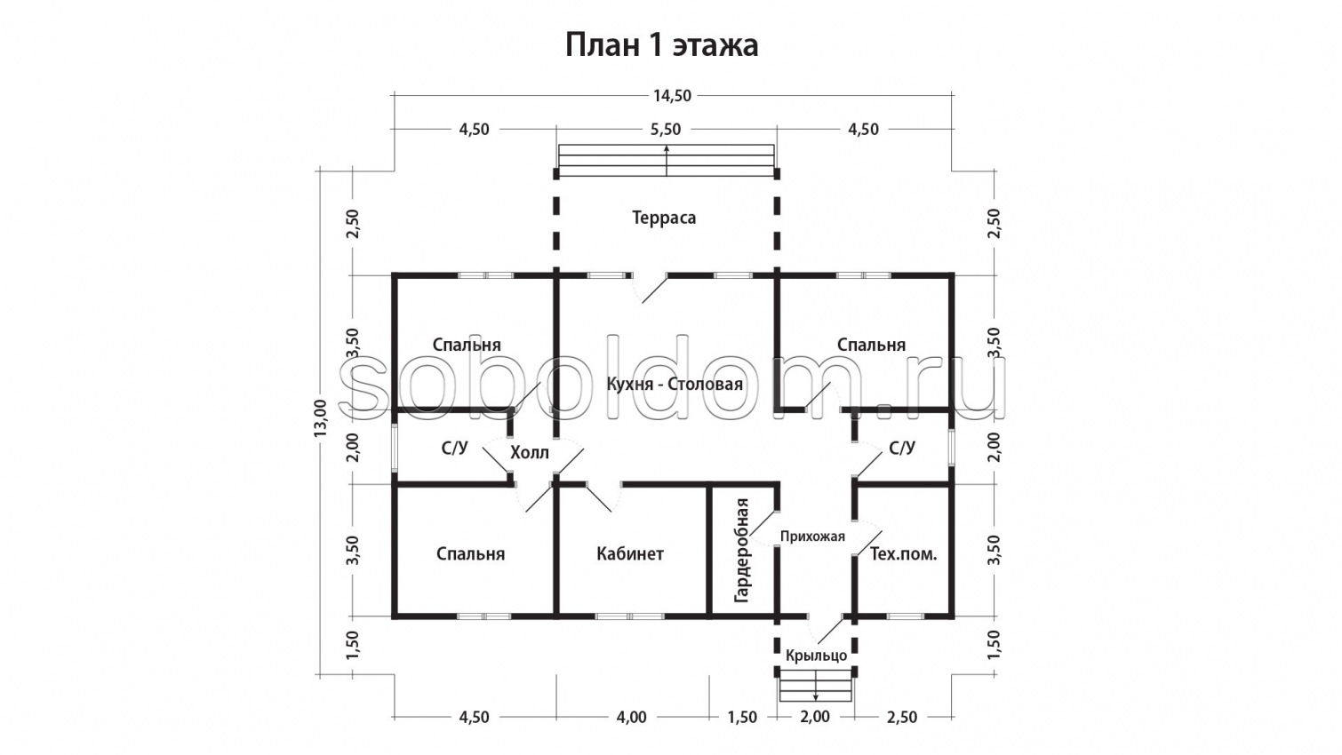 Дом из бруса Д-249, 9х14,5 м.