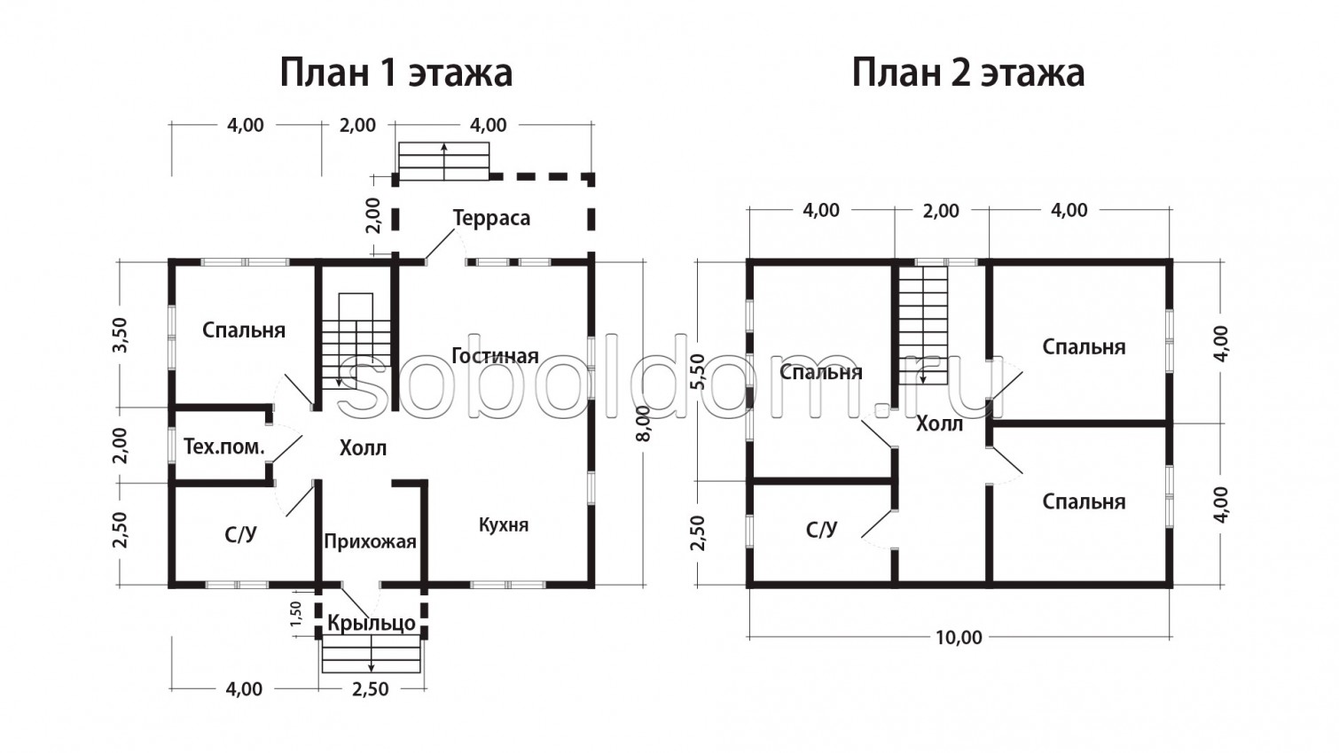 Дом из бруса Д-233, 8х10 м.