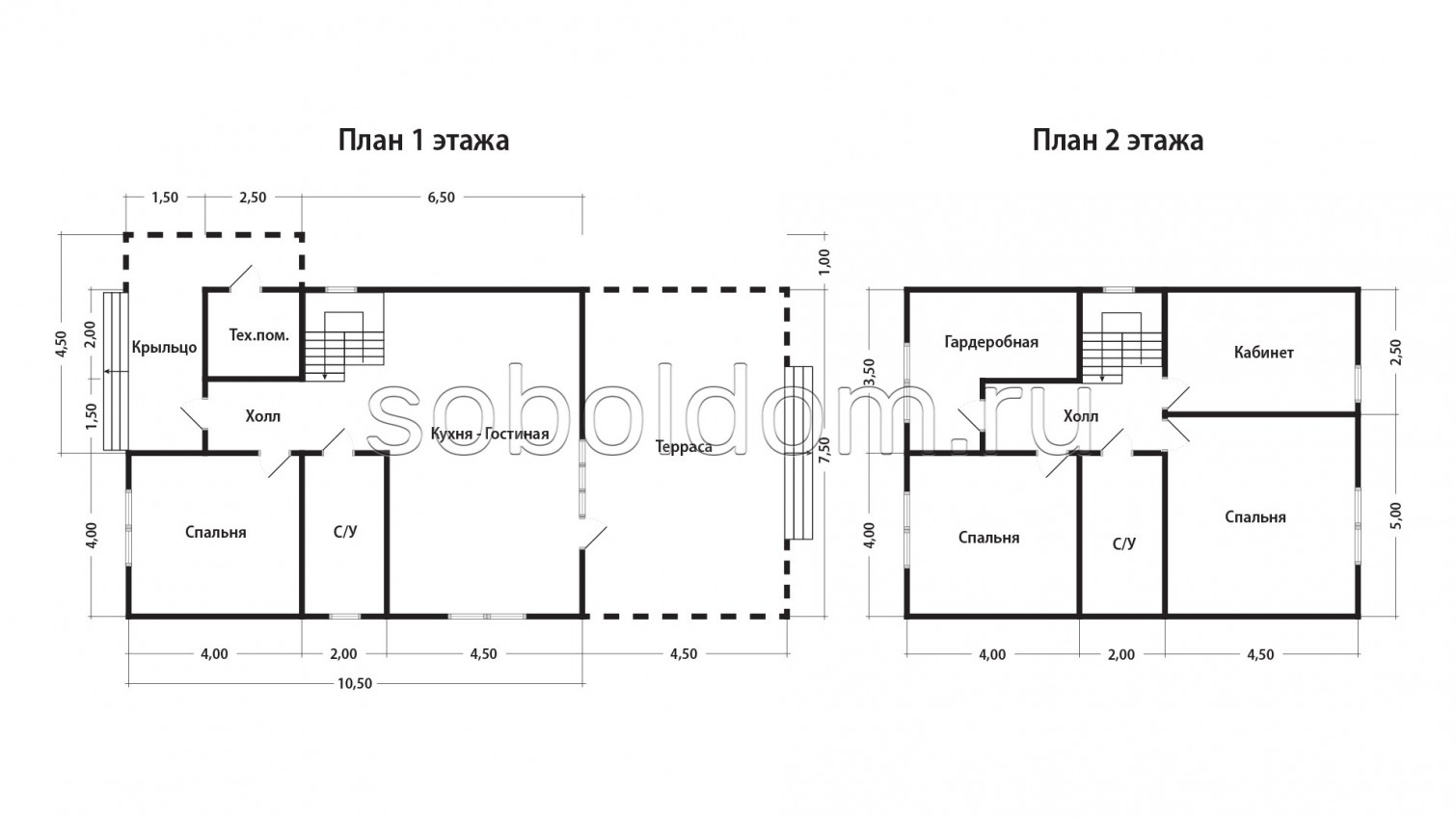 Каркасный дом К-253, 7,5х10,5 м.