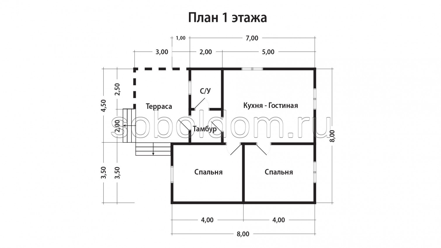 Каркасный дом К-255, 8х8 м.