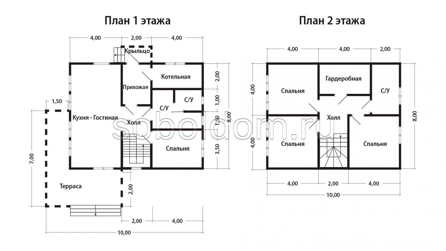 Дом из сухого бруса Д-234, 8х10 м.